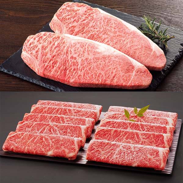 兵庫県産 神戸牛サーロインステーキ用・ロースすきやき用セット