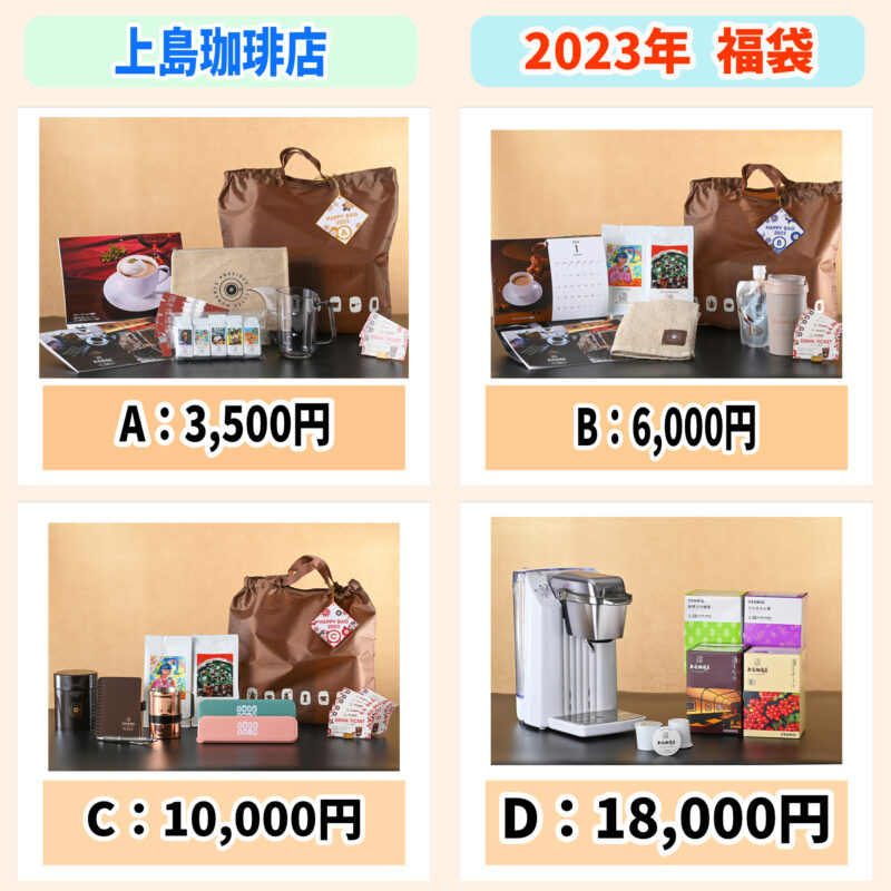 商品リスト、2023年の「上島珈琲店」の福袋情報