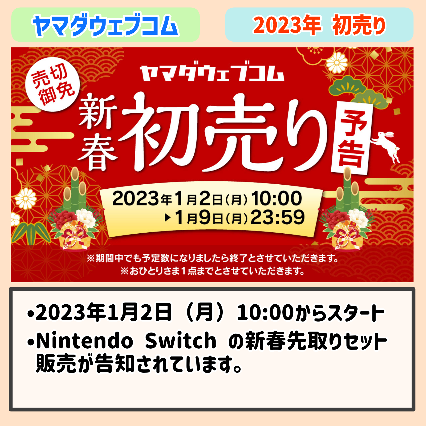 23年の家電量販店 初売り 福袋 お年玉箱 情報 ふくぶくろう