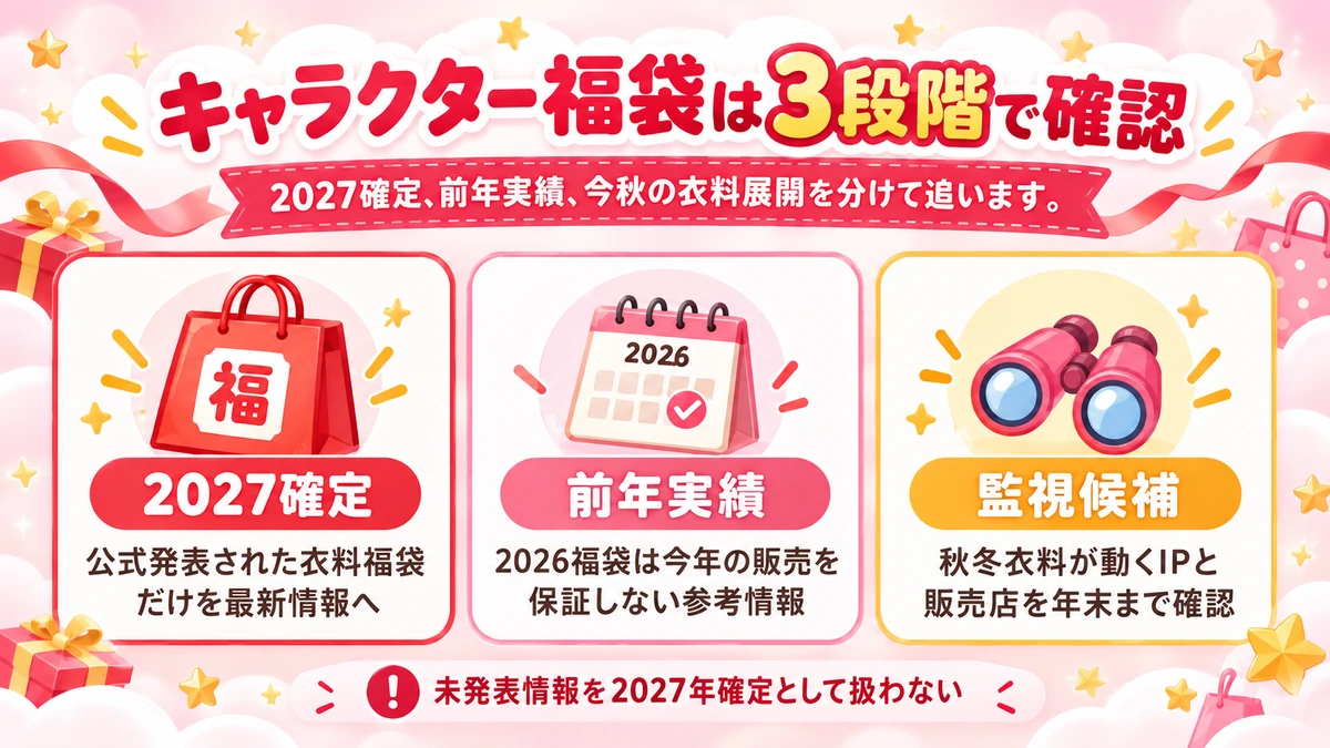 2027確定情報・前年実績・監視候補を分けて追うキャラクター福袋の確認方法